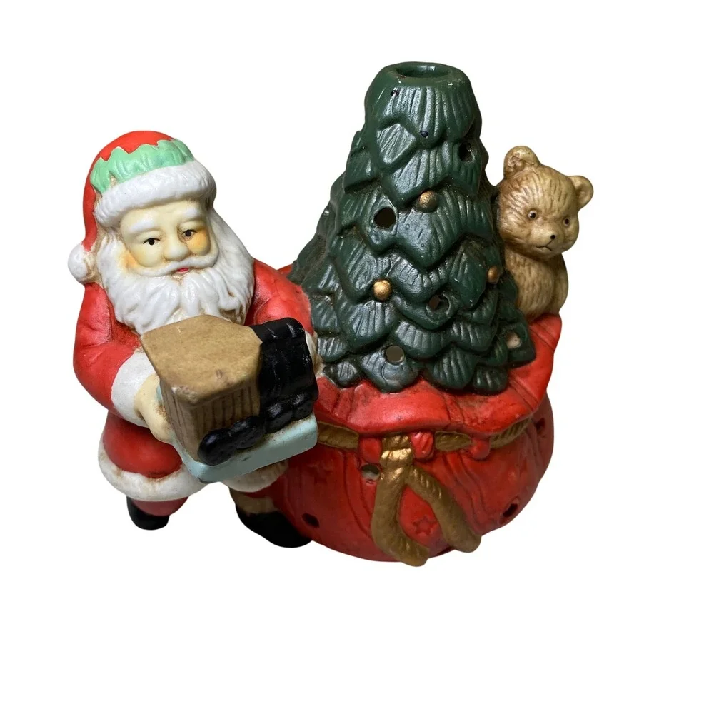 PartyLite P0554 Santa With Toys Christmas Tree Teddy Bear Tealight Holder
